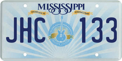 MS license plate JHC133