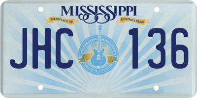 MS license plate JHC136