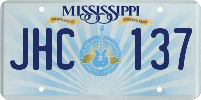 MS license plate JHC137