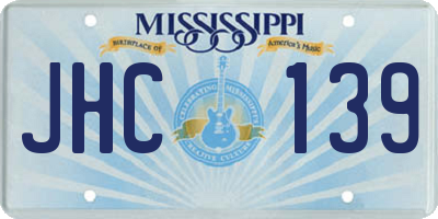 MS license plate JHC139