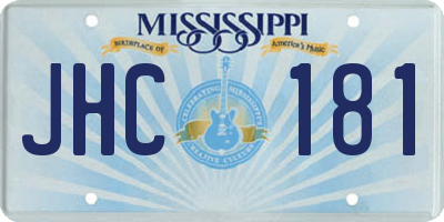 MS license plate JHC181