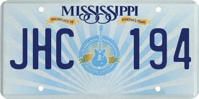 MS license plate JHC194