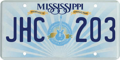 MS license plate JHC203