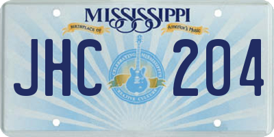 MS license plate JHC204