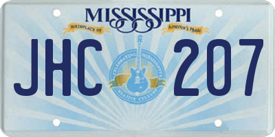 MS license plate JHC207