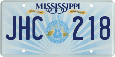 MS license plate JHC218
