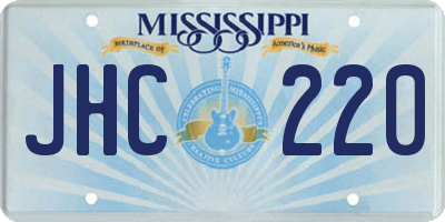 MS license plate JHC220