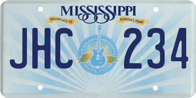 MS license plate JHC234