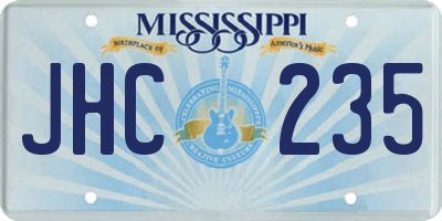 MS license plate JHC235