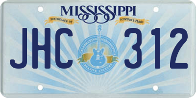 MS license plate JHC312