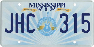 MS license plate JHC315