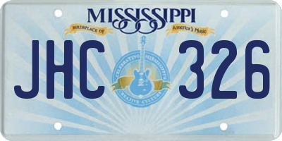 MS license plate JHC326
