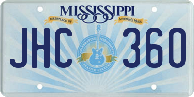 MS license plate JHC360