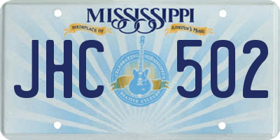 MS license plate JHC502