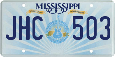 MS license plate JHC503