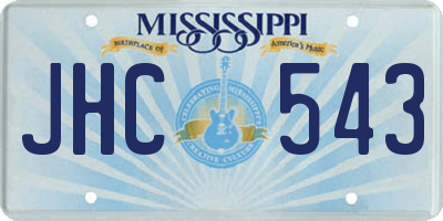 MS license plate JHC543