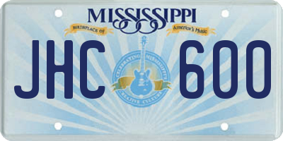 MS license plate JHC600