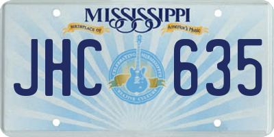 MS license plate JHC635