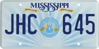 MS license plate JHC645