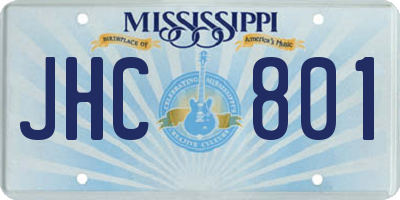 MS license plate JHC801