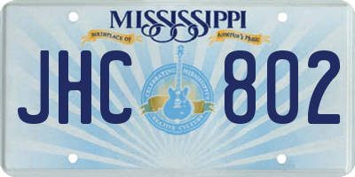 MS license plate JHC802