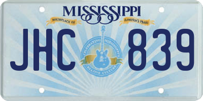 MS license plate JHC839