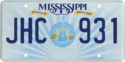MS license plate JHC931