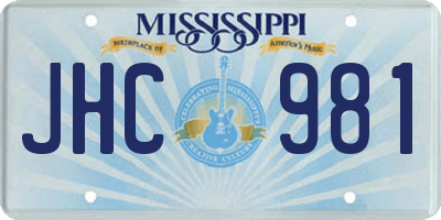 MS license plate JHC981