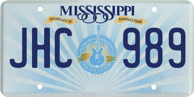 MS license plate JHC989