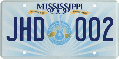 MS license plate JHD002