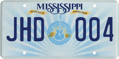 MS license plate JHD004