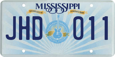 MS license plate JHD011