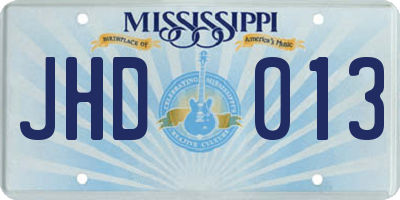 MS license plate JHD013