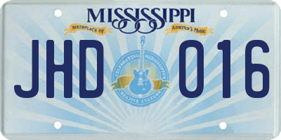 MS license plate JHD016
