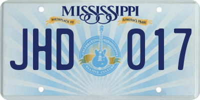 MS license plate JHD017
