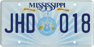 MS license plate JHD018