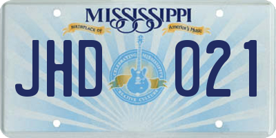 MS license plate JHD021