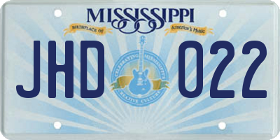 MS license plate JHD022