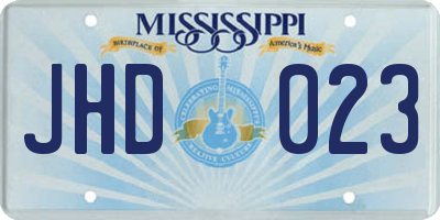 MS license plate JHD023