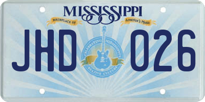 MS license plate JHD026