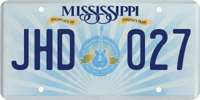 MS license plate JHD027