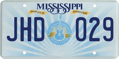 MS license plate JHD029