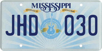 MS license plate JHD030