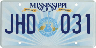 MS license plate JHD031