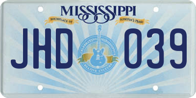 MS license plate JHD039