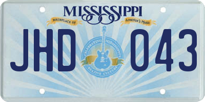 MS license plate JHD043