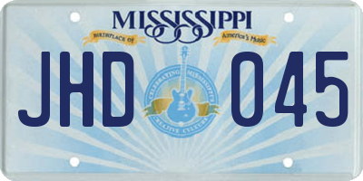 MS license plate JHD045