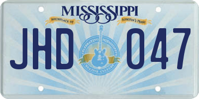 MS license plate JHD047