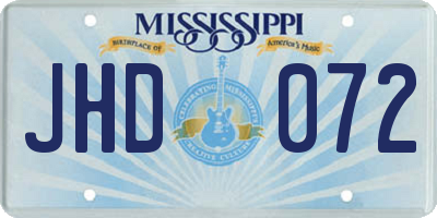MS license plate JHD072