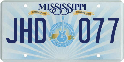 MS license plate JHD077